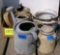watering can, crocks, crock jar, crock salt feeder
