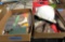hard hats, 2 boxes misc tools