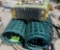 chicken fencing, stool, hose, landscaping liner