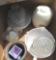 cups, glass wear, cupcake tins, sewing supplies, coffee set
