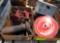 tool boxes, scissor jack, chains, chain saw blades
