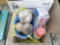 toys, trash can, children's books, goggles, misc cook wear