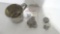 Copper silver plated tea cup, rings, buttons