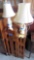 2 lamps, 2 wooden shelves