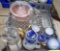 antique tea set, water pitchers, glass bowl w/ lid