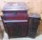 2 matching enclosed bookshelves, chest