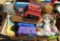 clown decor, lunch boxes, cash register, barbie, suit case, comic books