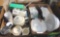 3 boxes of kitchen, tea pot, casserole