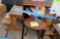 wicker basket, doll chairs, table