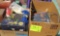 box of rope, door nobs, tie wraps, misc items, tourelle 12v cordless li-ion drill, misc tools