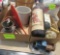 cook books, crock, cast-iron antique truck, hair dryer, mixer, giant wine bottle