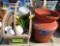 basket of flower vases, flower pot, misc decor