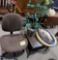 chair, fake plant, small table, 2 pictures