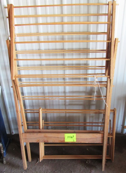 3 wooden clothes racks