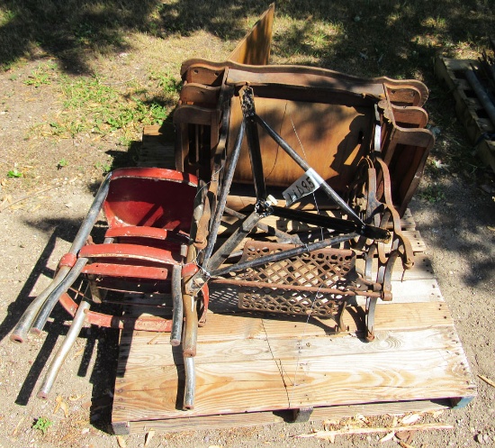antique sewing machine, stool