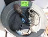 metal wash tub, cords, bird house, light