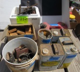 paint removers, gas can, misc tools , leather straps, misc