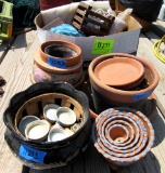 pots, bird house, misc