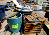 ice cream maker, wooden egg crate, 3 baskets