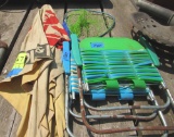 kids lawn chairs, umbrellas, fishing net