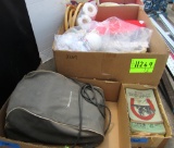 electric typewriter, antique books, misc cloth
