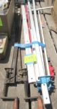 clamps, ruler, level
