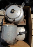 cans, tea pots, sprayer, bottle holder, misc