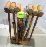 wooden croquette set w/ stand