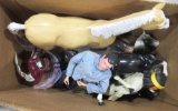 toy racecar sets (2) plastic horses