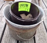 metal buckets, cast-iron weights