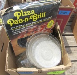pizza n grill, fancy penguin statue. Candle lamps, glass wear, train
