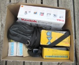 canon camera w- lenses, flashbulbs, kodak 430  camera