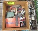 3 quart inch socket wrench, electric staple gun, plyers, screw drivers