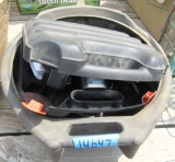 Black and Decker drill, oil pan, jumper cables
