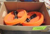 ice fishing flags, fishing tackle, hammer, torch