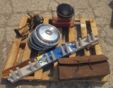 hubcaps, tool box, ronald jack, flower pot