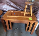wooden stool, wooden folded chair, 48r28r32in wooden desk