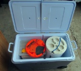 cooler w/ misc fishing
