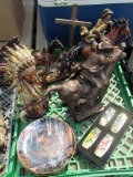 Indian statues, deer printed plates