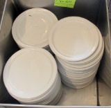 glass plates in a stainless steel crate