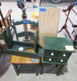 matching 2 benches, hardback chair, table w/ drawers