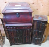 2 matching enclosed bookshelves, chest