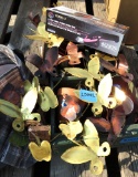 31 bag, misc. garden supplies, wooden shadow box, home decor,