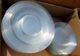 4 boxes figures, glass plates