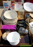 3 boxes misc kitchen, casseroles, bowls, pitcher