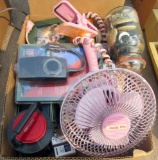 small fan, old buttons, figures