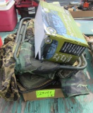 camo roof cargo pack, camo camping chairs, gear