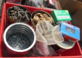 misc screws, nails, 55 watt bulb work light