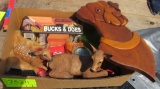 solid oak knife set, deer statues