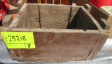 wooden step ladder, small wooden crate,  oil lamp